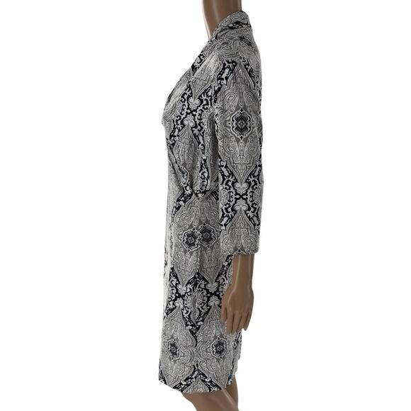 J. McLaughlin Gray Damask Catalina Cloth Faux Wrap Dress - Picture 5 of 9